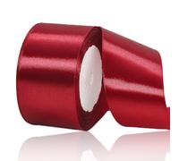 Burgundy Ribbon 50mm, Wine Red Satin Fabric Ribbon 23 Meters for Crafting, Gift Wrapping, Flower Bouquets, Balloons, DIY Bows, Wedding Party, Birthday Cakes and Christmas Decorations
