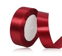 Burgundy Satin Ribbon 20mm x 22 Meters, Solid Colour Fabric Ribbon for Gift Wrapping, Crafting, Balloon, Sewing Project, Hair Bows, Bridal Bouquet, Wedding Favours Decoration