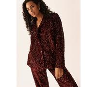 Burgundy Sequin Embellished Relaxed Blazer 16