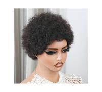 Burgundy Short Afro Kinky Curly Wigs For Black Women Deep Curly Human Hair Wigs Natural Color 6inches