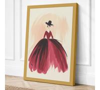 Burgundy Silhouette Fashion Canvas Wall Art Print 30x20 Inch (76 x 51 cm)