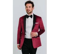 Burgundy Slim Fit Contrast Shawl Lapel Velvet Jacket Dobell Burgundy 38R