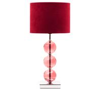 Burgundy Suede Effect Shade Table Lamp, Chrome Base with Three Burgundy Glass Orb Details, 40W E14 Bulb Premier Housewares Red One Size