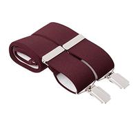 Burgundy Trouser Braces 35mm Wide Elastic 4 Strong Silver Clips 44 Inch Adjustable