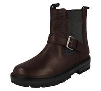(Burgundy, UK 11 Child) Girls Clarks Gusset Panel With Buckle Detailed Ankle Boots Prague River - G Fit