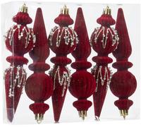 Burgundy Velvet Christmas Ornaments Set,6 Pack Plastic Shatterproof Christmas Ball Hanging Ornaments for Xmas Tree Decorations(6.7Inch)