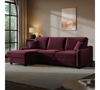 Burgundy Velvet Left-Hand 4 Seater Corner Sofa Bed with Storage - Quinn