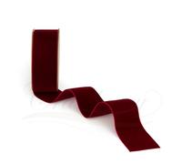 Burgundy Velvet Ribbon - 38mm Wide x 1 Metre Cut Length - Luxurious Single-Sided Soft Velvet Trim for Gift Wrapping, Wedding, Bows, Crafts, Christmas, Floral Arrangements & Decor