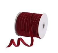 Burgundy Velvet Ribbon, 50 Yard, 10mm Wide, 50 Yard Roll Luxurious Single-Sided Velvet Ribbon, Burgundy Ribbons Roll for Xmas Tree, Gift Wrapping, Crafts, Wedding Decor, Festival Supplies (1pc)