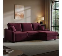 Burgundy Velvet Right-Hand 4-Seater Corner Sofa Bed with Storage - Quinn