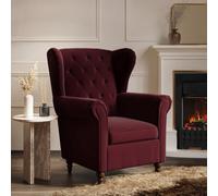 Burgundy Velvet Wingback Armchair - Martha