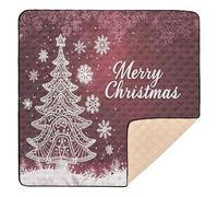 Burgundy Winter Christmas Large Stylish Baby Activity Play Mat for Floor Non-Toxic Foldable Padded Play Mat for Babies Infants Toddlers, 50'' x 50''