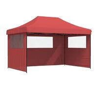 (burgundy, with 3 sidewalls) vidaXL Foldable Tent Pop-up Outdoor Party Tent Garden Gazebo Canopy Shelter