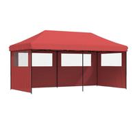 (burgundy, with 3 sidewalls) vidaXL Foldable Tent Pop-Up with 4 Side Walls Outdoor Party Tent Garden Gazebo