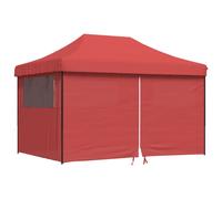 (burgundy, with 4 sidewalls) vidaXL Foldable Party Tent Pop-Up with 4 Sidewalls Patio Gazebo Canopy Shelter