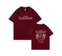 (Burgundy, XXXL) Men's Summer Cotton T-Shirt, Game of Thrones, A Song of Ice and Fire, Three-Headed Dragon Print Short Sleeve T-Shirt