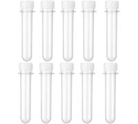 BURI 10 x Petlings with White Lid, Geocaching Container, 12.6 cm x Diameter 2.5 cm, Waterproof PET Blanks Transparent, Robust Plastic Tube, Screw Cap
