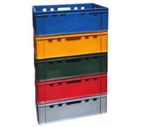 BURI 5x Food-Safe Stacking Crates E2 60x40cm Colored Butcher Box