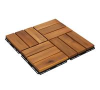 BURI Acacia Wood Tiles 9 x Wooden Click Tiles Oiled with Plug-In System Floor Tiles