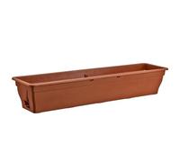 BURI Balcony Flower Box with Water Reservoir 100/80/55 cm - Flower Pot, Weatherproof Planter with Insert Made of UV-Resistant Plastic, Terracotta, Dark Brown (Terracotta, 100 cm)