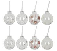 BURI Drinking Glass Christmas Tree Bauble 400 ml Set of 8 Glass with 19 cm Straw Christmas Winter Advent Drinks Glasses Party Xmas Ball Glass Festive Decoration