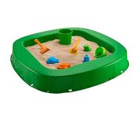 BURI Premium Plastic Sand Pit, 150 x 150 x 20 cm, Green, Made in Germany, Robust Digging Box for the Garden, Children's Toy for Digging with Sand or Gravel, Very Stable and High Quality