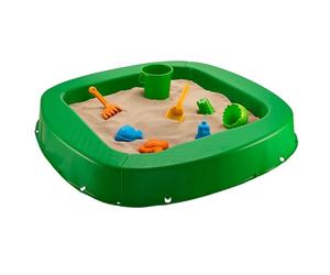 BURI Premium Plastic Sand Pit, 150 x 150 x 20 cm, Green, Made in Germany, Robust Digging Box for the Garden, Children's Toy for Digging with Sand or Gravel, Very Stable and High Quality
