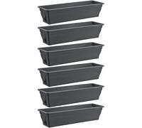 BURI Rectangular Flower Box Planter With Water Reservoir Anthracite 80x24x17 cm