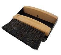 BURI Table Sweeping Set Made of Wood and Metal - Natural Table Broom and Shovel Made of Beech Wood and Horse Bristles - Mini Hand Brush Broom and Dustpan Magnetic, Black