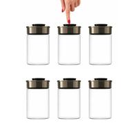 BURI Vacuum Food Storage Container Glass Set 6, 1300ml Airtight Lids