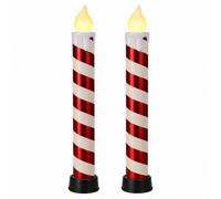 BURI XXL LED Christmas Candle Candy Cane 83 cm Timer Battery Red White