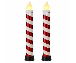BURI XXL LED Christmas Candle Candy Cane 83 cm Timer Battery Red White