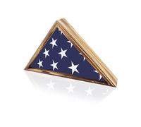 Burial Flag Display Case Fits 5'x9.5' Flag, Thin Bottom Edge Military Flag Box with Glass Front for American Veteran Flag, Wooden Memorial Folded Flag Case Shadow Box