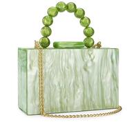 Buric Women Acrylic Clutch Purse Leopard Print Evening Bag Chain Formal Handbag Party Bridal Wedding Clutch Purse for Women, Light Green, 17.5x12x4.5cm
