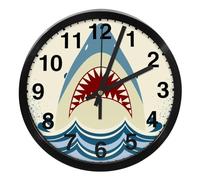 Burid Retro Shark Jaws Modern Wall Clock 10 Inch Non-Ticking Silent Battery Operated Decor Clock for Home/Office/School/Kitchen/Bedroom/Living Room