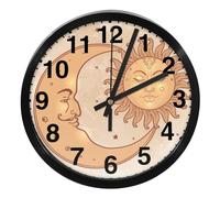 Burid Retro Sun and Moon with Stars Modern Wall Clock 10 Inch Non-Ticking Silent Battery Operated Decor Clock for Home/Office/School/Kitchen/Bedroom/Living Room