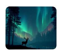 Burid the Northern Lights with a Deer Mouse Pad, Rubber Base Computer Mouse Pads for Wireless Mouse