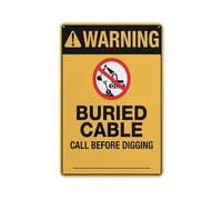 Buried Cable Warning Metal Sign, 8 X 12 Inches, Vintage Style