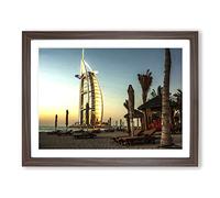 Burj al Arab Dubai Modern Framed Print | A2 Walnut Framed Wall Art | Ready to Hang | Modern Nature Picture | Living Room Bedroom Lounge Office