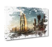 Burj al Arab Dubai V3 Canvas Print | Gallery Wrapped 30mm Frame Wall Art | 30x20 inches | Ready to Hang | Modern Picture | Living Room Bedroom Lounge Office