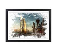 Burj al Arab Dubai V3 Framed Print | A2 Black Framed Wall Art | Ready to Hang | Modern Nature Picture | Living Room Bedroom Lounge Office