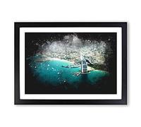 Burj Al Arab Hotel Dubai Skyline Paint Splash Framed Print | A2 Black Framed Wall Art | Ready to Hang | Modern Cityscape Picture | Living Room Bedroom Lounge Office