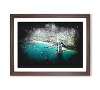 Burj Al Arab Hotel Dubai Skyline Paint Splash Modern Art Framed Print | A4 Walnut Framed Wall Art | Ready to Hang | Modern Cityscape Picture | Living Room Bedroom Lounge Office