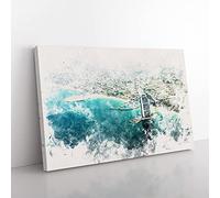 Burj Al Arab Hotel Dubai Skyline Watercolour Canvas Print 30x20 Inch
