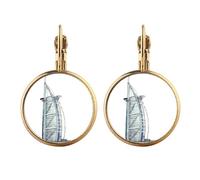 Burj al-Arab luxury hotel Dubai Gold Clip On Drop Earrings Non Piercing Dangle Jewelry