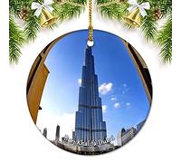 Burj Khalifa Dubai Christmas Ornaments for Tree Ceramic Pendant Double Sided Ornament Decor Xmas Gifts Porcelain Travel Souvenirs