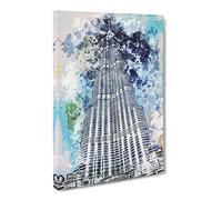 Burj Khalifa Skyscraper Dubai Canvas Print | Gallery Wrapped 30mm Frame Wall Art | 20x14 inches | Ready to Hang | Abstract Architecture Picture | Living Room Bedroom Lounge Office