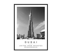Burj Khalifa Travel Print Dubai Wall art Black and white Poster A3 Print only 29.7 X 42cm (11.7x16.5inch)