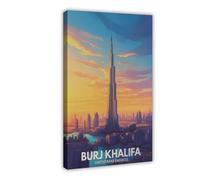 Burj Khalifa, United Arab Emirates Travel Poster Canvas Poster Bedroom Decor Landscape Office Room Decor Gift 24" L X 36" W
