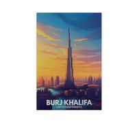 Burj Khalifa, United Arab Emirates Travel Poster Canvas Poster Bedroom Decor Landscape Office Room Decor Gift 20" L X 30" W